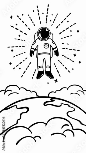 Futuristic Spacewalk with Earth Glow