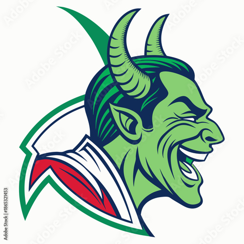Green Devil Colorful Logo Illustration Vector