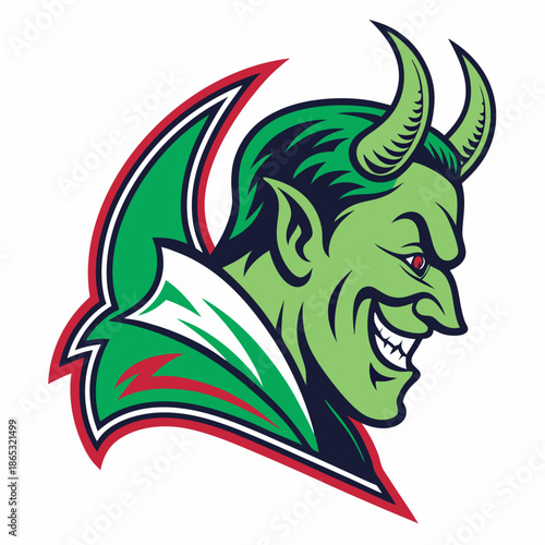 Green Devil Colorful Logo Illustration Vector