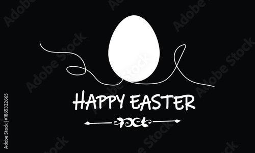 Happy easter day symbol. Ester egg icon white on black background. Eggshell and egg icon set. Vector Formats. Egg.