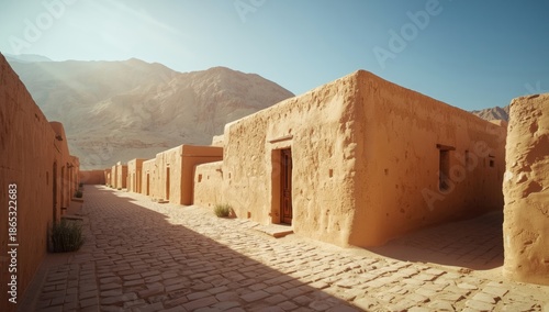 Wallpaper Mural Old town street with traditional mud huts serving as a backdrop for heritage site layout Torontodigital.ca
