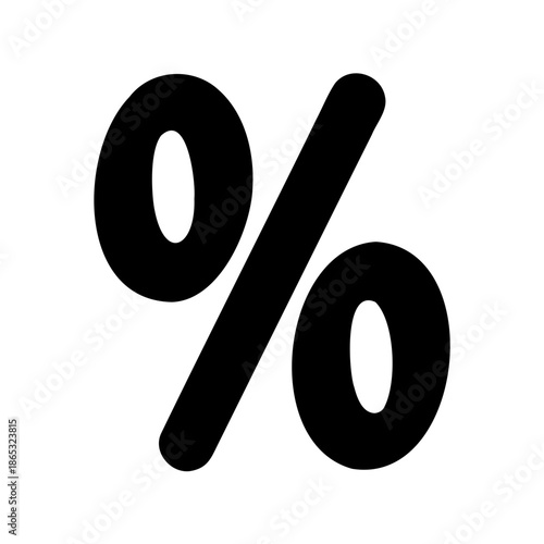 Bold black percentage symbol icon representing discounts and calculations on a clean white background