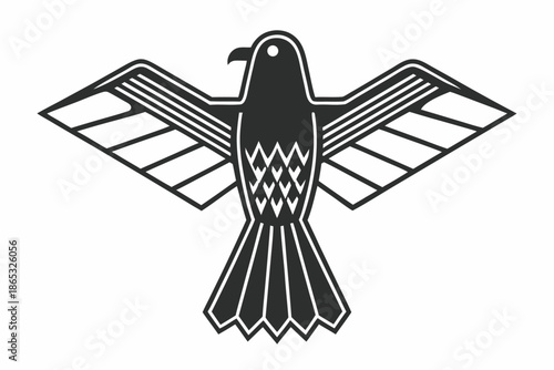 Stylized Geometric Eagle or Thunderbird Symbol Vector