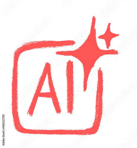 Artificial Intelligence Icon Crayon Chalk Drawing Doodle Vector