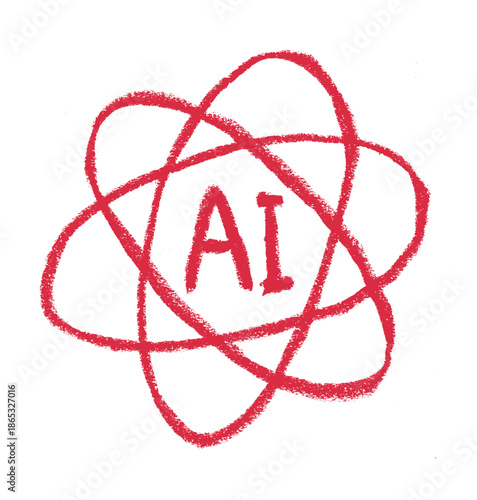 Artificial Intelligence Icon Crayon Chalk Drawing Doodle Vector
