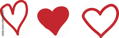 Valentine's day red heart symbols isolated on transparent background