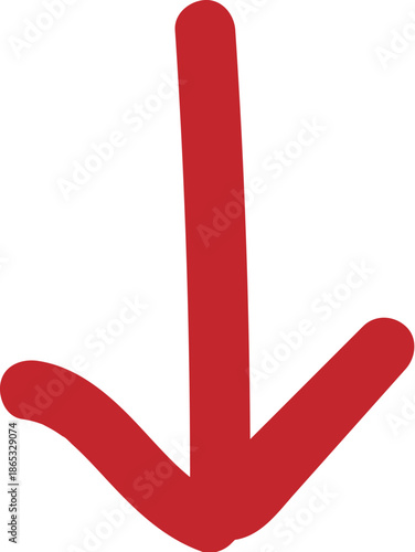 red arrow pointing down isolated on transparent background