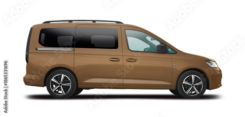 Foto VW Caddy MPV car isolated on white background