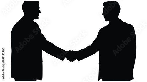 Two men in suits shaking hands a silhouette of agreement and partnership