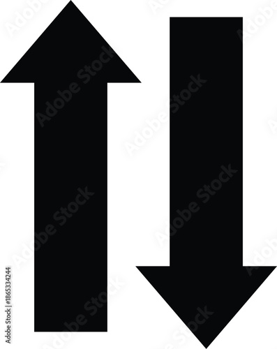 two way arrows icon black vertical up and down opposite direction symbol for transfer exchange swap and bidirectional movement graphic
