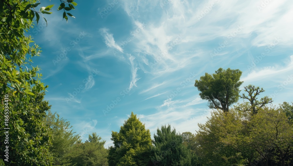 Obraz premium Tree antenna with a clear blue sky behind, highlighting summer nature and lush greenery, World Environment Day