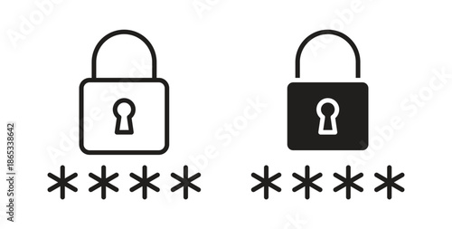 Code lock icons symbol. Simple, flat design for web or mobile app