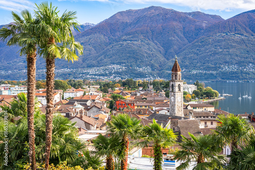 Fotografie Ascona, Switzerland townscape on the shores of Lake Maggiore 4041