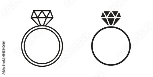 Diamond ring icons symbol. Simple, flat design for web or mobile app