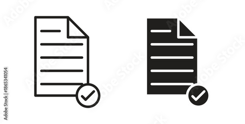 Document accepted icons symbol. Simple, flat design for web or mobile app
