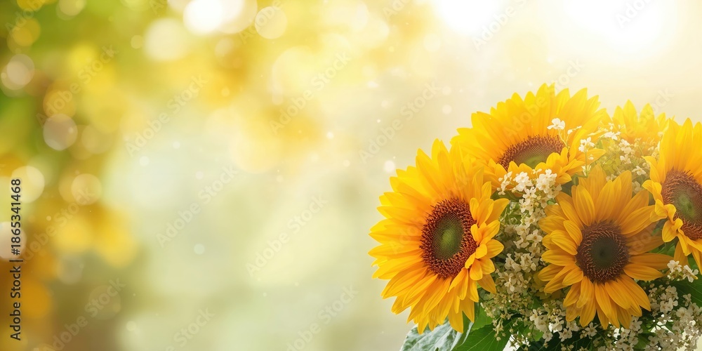 Obraz premium Festive floral display with bright yellow sunflowers for seasonal celebration
