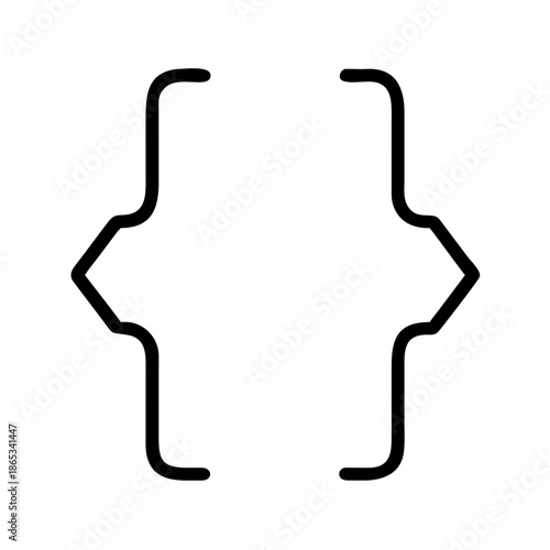 Isolated black curly bracket icon representing programming code or mathematical symbol
