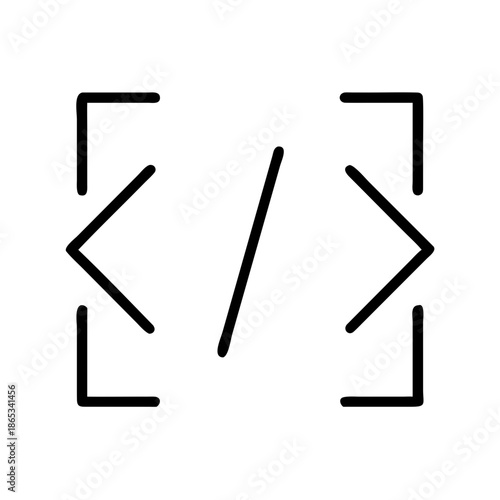 Hand Drawn Angle Brackets with Forward Slash Illustration for Coding Concepts
