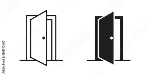 Entrance door icons symbol. Simple, flat design for web or mobile app