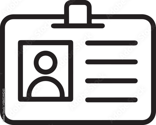 ID Card. Flat design style. one line Art icon drawing