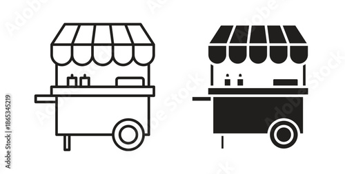 Food cart icons symbol. Simple, flat design for web or mobile app