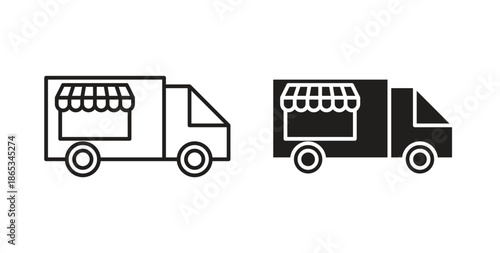 Food truck icons symbol. Simple, flat design for web or mobile app