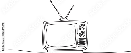 Continuous line drawing of Retro TV. one line Art icon drawing