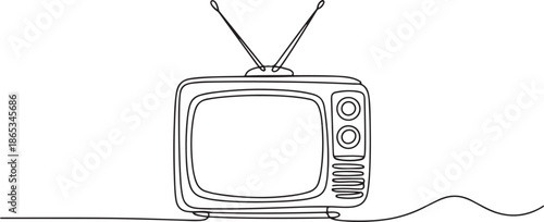 Continuous line drawing of Retro TV. one line Art icon drawing
