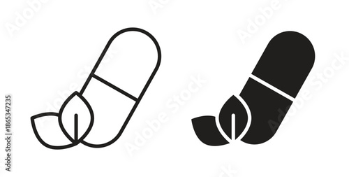 Herbal capsule icons symbol. Simple, flat design for web or mobile app