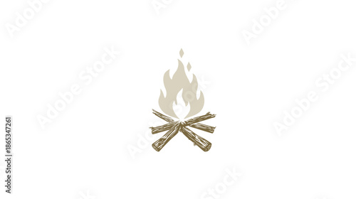 Simple campfire icon with burning logs and warm flames. Ideal for outdoor recreation, camping, and nature symbols.