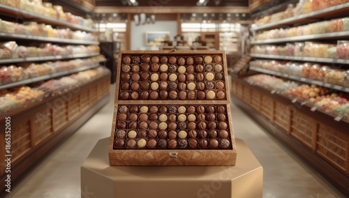 Assorted chocolates in a de...