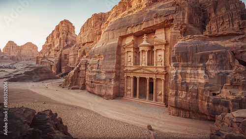 Scenic overlook of Petra in...