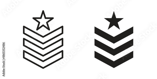 Military rank badge icons symbol. Simple, flat design for web or mobile app
