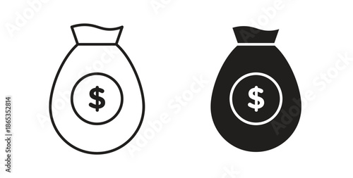 Money bag icons symbol. Simple, flat design for web or mobile app