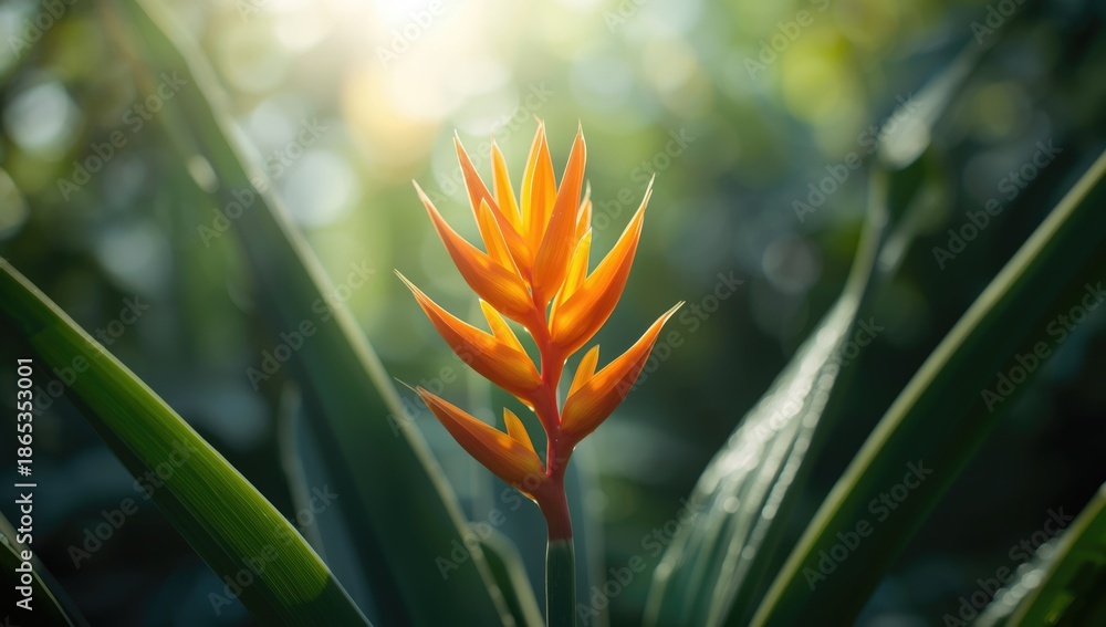 Obraz premium Detailed view of a bright orange tropical flower highlighting spring and nature themes, floral background