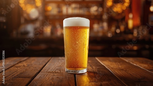 Frosted glass of beer on ru...