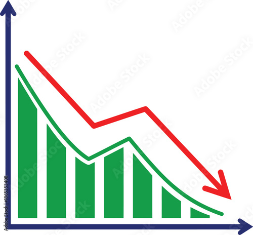 Decline chart graph showing downward trend