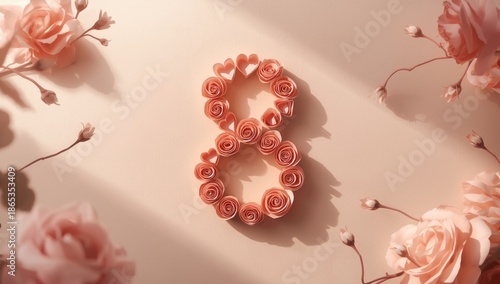 Pink paper hearts in the sh...