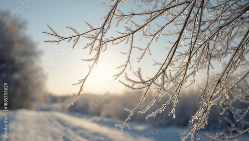 Deciduous branches coated w...
