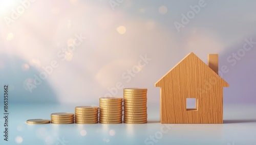 Coins and miniature wooden ...