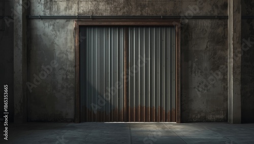 Rustic steel door, serving ...