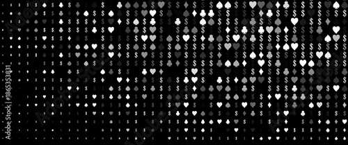 Dark Silver, Gray vector template with poker symbols. Illustration with set of hearts, spades, clubs, diamonds. Pattern for leaflets of poker games, events.