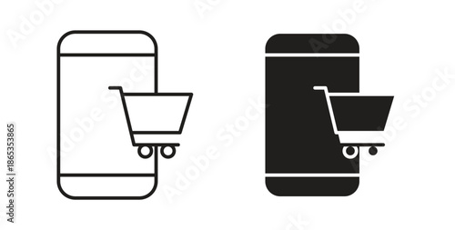 Online shopping icons symbol. Simple, flat design for web or mobile app