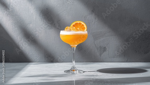 Fruity cocktail featuring o...