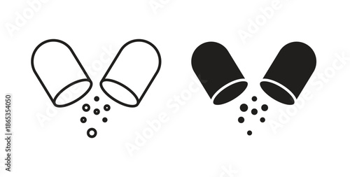 Open Capsule icons symbol. Simple, flat design for web or mobile app