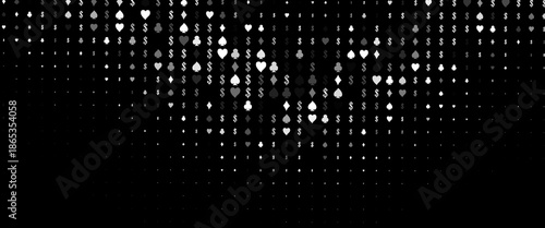 Dark Silver, Gray vector template with poker symbols. Illustration with set of hearts, spades, clubs, diamonds. Pattern for leaflets of poker games, events.