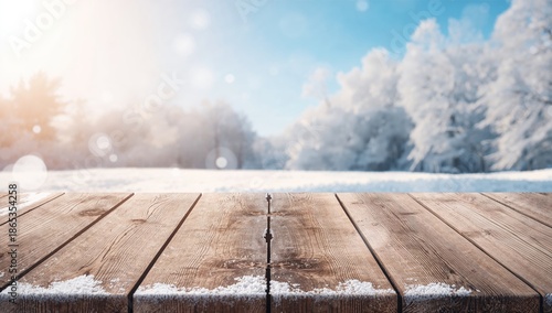 Frozen snow resting on a wo...
