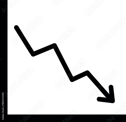 Downward trend line graph icon