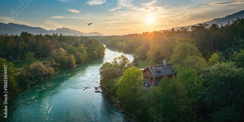 River meandering through de...