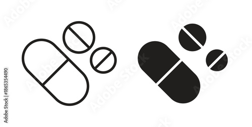 Painkiller pills icons symbol. Simple, flat design for web or mobile app
